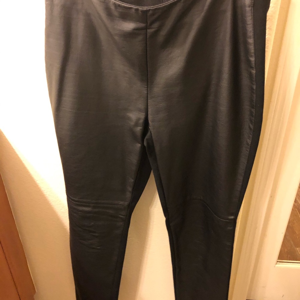 Black faux leather pants